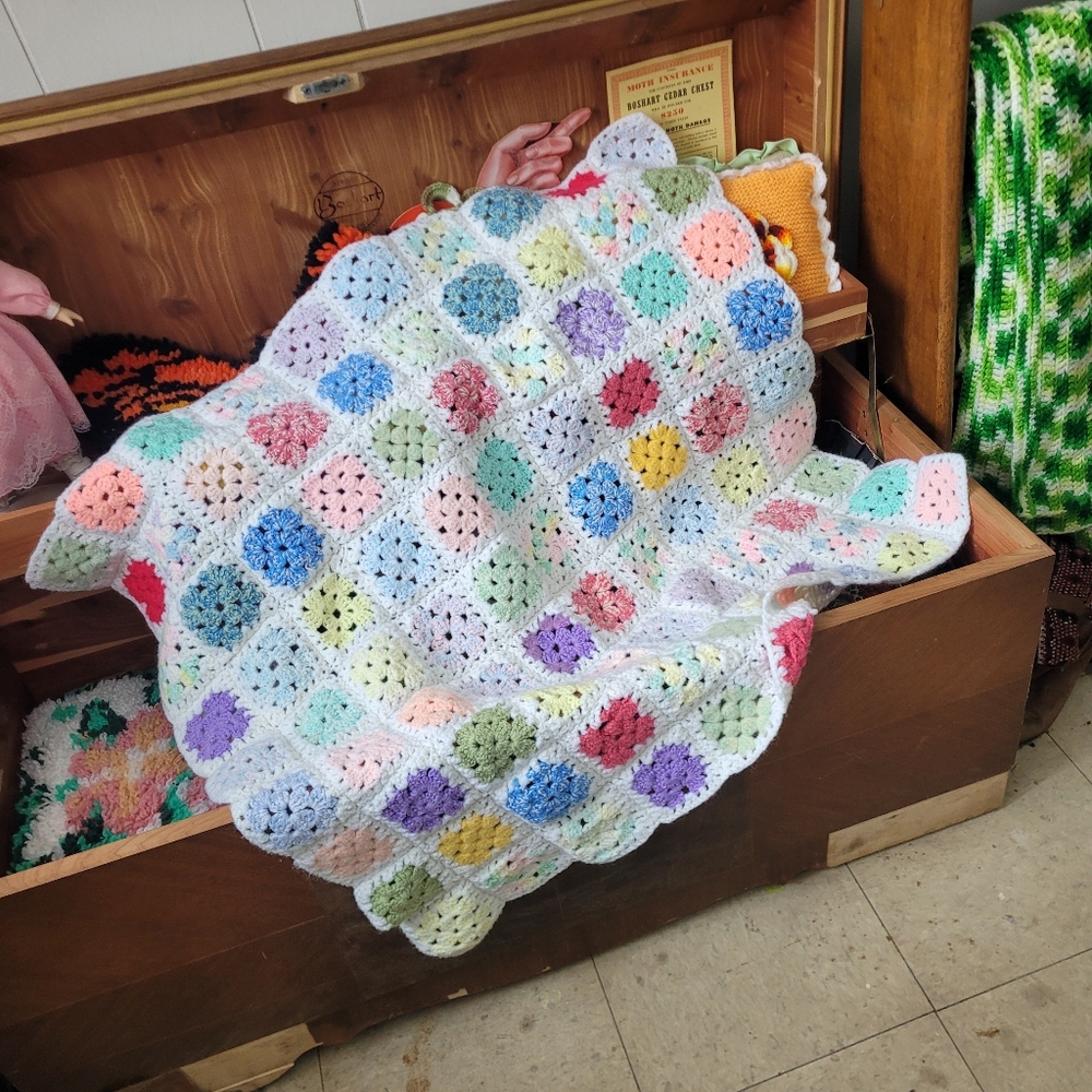 Granny Square Colorful Crochet Baby Blanket